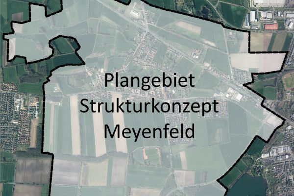 Luftbild von Meyenfeld mit Darstellung des Plangebiets